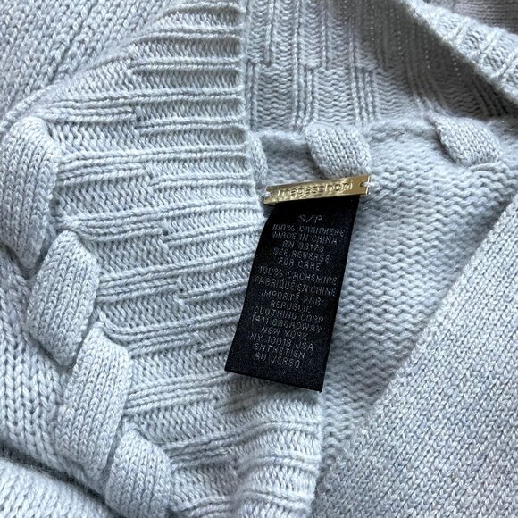 Magaschoni Sweater Cardigan Cashmere Long Line Belted Braid Detail Gray (S) - Picture 6 of 8